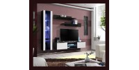 Ensemble Meuble TV FLY R2 avec LED. Coloris noir et blanc. Meuble suspendu design pour votre salon.