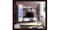 Ensemble Meuble TV FLY R3 avec LED. Coloris blanc. Meuble suspendu design pour votre salon.