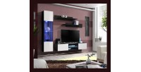Ensemble Meuble TV FLY R3 avec LED. Coloris noir et blanc. Meuble suspendu design pour votre salon.