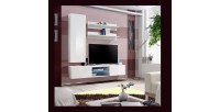 Ensemble Meuble TV FLY S1 avec LED. Coloris blanc. Meuble suspendu design pour votre salon.