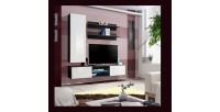 Ensemble Meuble TV FLY S1 avec LED. Coloris noir et blanc. Meuble suspendu design pour votre salon.