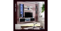 Ensemble Meuble TV FLY S2 avec LED. Coloris blanc et noir. Meuble suspendu design pour votre salon.