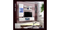 Ensemble Meuble TV FLY S3 avec LED. Coloris blanc. Meuble suspendu design pour votre salon.
