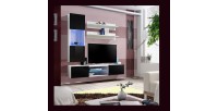 Ensemble Meuble TV FLY S3 avec LED. Coloris blanc et noir. Meuble suspendu design pour votre salon.