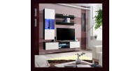 Ensemble Meuble TV FLY S3 avec LED. Coloris noir et blanc. Meuble suspendu design pour votre salon.