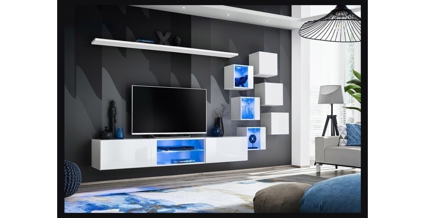 Ensemble meubles de salon SWITCH XXI design, coloris blanc brillant.