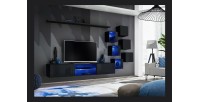 Ensemble meubles de salon SWITCH XXI design, coloris noir brillant.