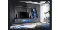 Ensemble meubles de salon SWITCH XXI design, coloris gris brillant.
