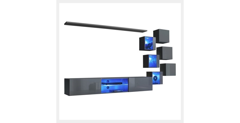 Ensemble meubles de salon SWITCH XXI design, coloris gris brillant.