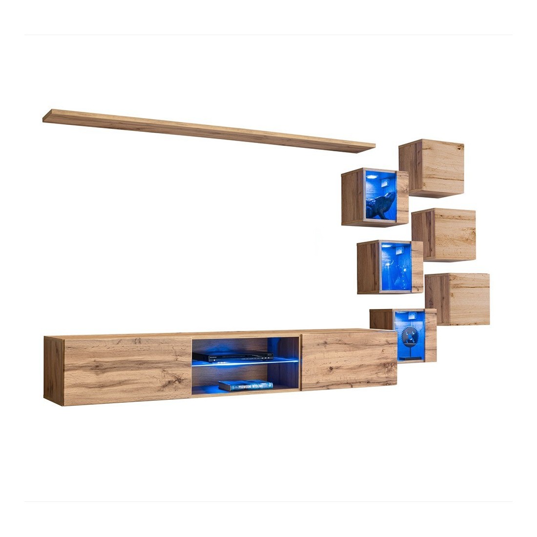 Ensemble meubles de salon SWITCH XXI design, coloris chêne.