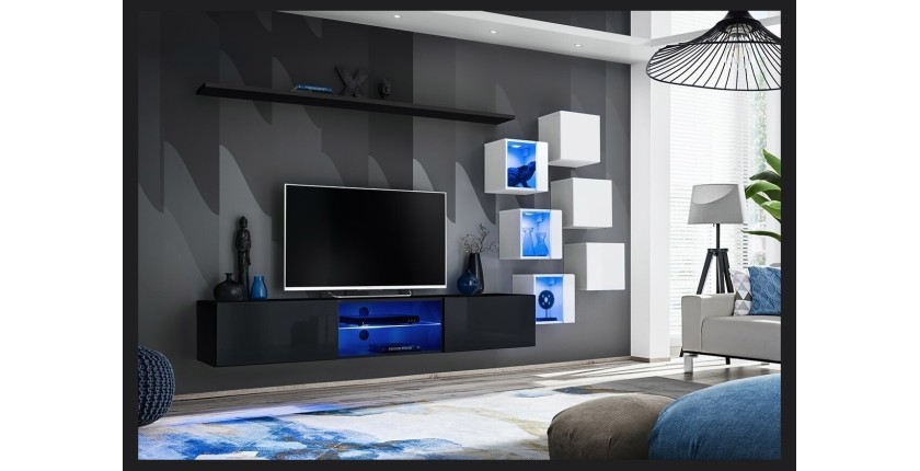 Ensemble meubles de salon SWITCH XXI design, coloris noir et blanc.