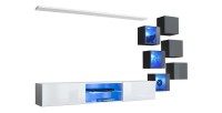 Ensemble meubles de salon SWITCH XXI design, coloris blanc et gris.