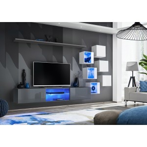 Ensemble meubles de salon SWITCH XXI design, coloris gris et blanc.