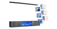 Ensemble meubles de salon SWITCH XXI design, coloris gris et blanc.