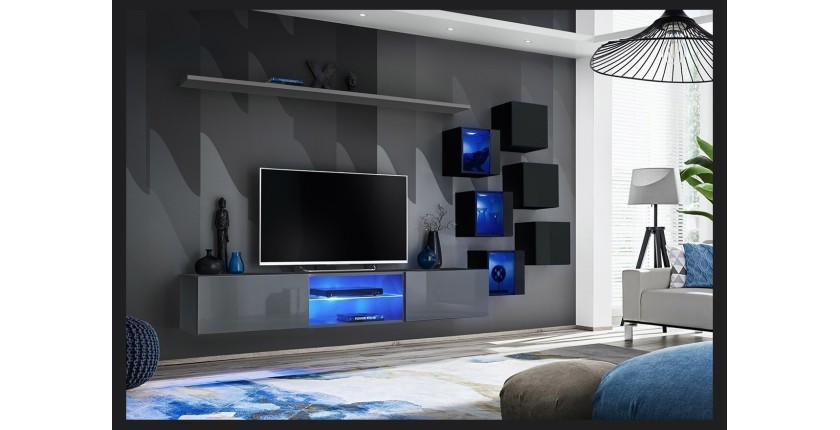 Ensemble meubles de salon SWITCH XXI design, coloris gris et noir.