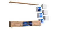 Ensemble meubles de salon SWITCH XXI design, coloris chêne et blanc.