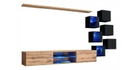 Ensemble meubles de salon SWITCH XXI design, coloris chêne et noir.