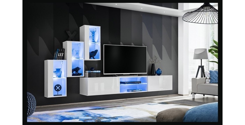 Ensemble meubles de salon SWITCH XXII design, coloris blanc brillant.