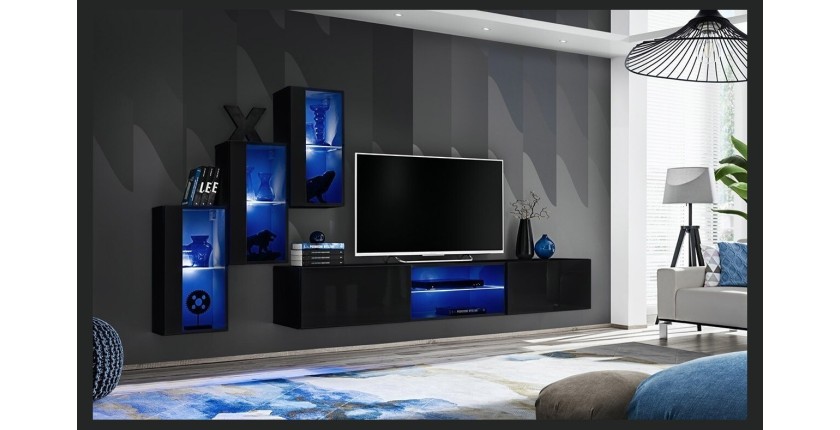 Ensemble meubles de salon SWITCH XXII design, coloris noir brillant.