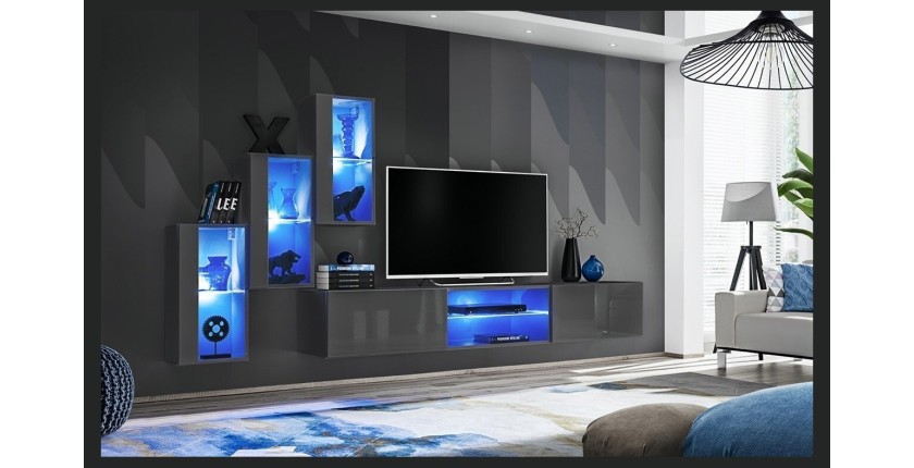 Ensemble meubles de salon SWITCH XXII design, coloris gris brillant.