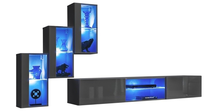 Ensemble meubles de salon SWITCH XXII design, coloris gris brillant.