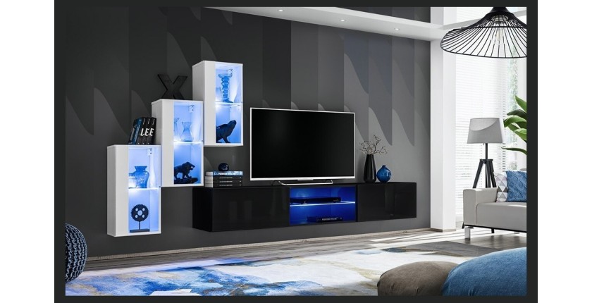 Ensemble meubles de salon SWITCH XXII design, coloris blanc et noir.