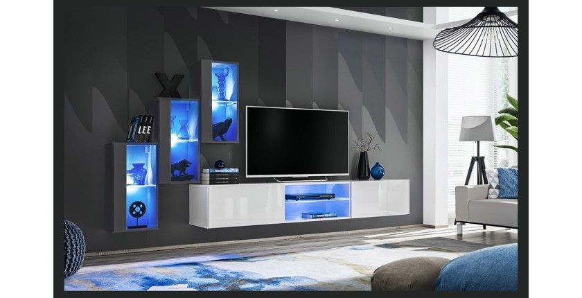 Ensemble meubles de salon SWITCH XXII design, coloris gris et blanc.