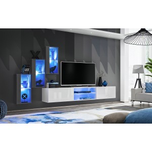 Ensemble meubles de salon SWITCH XXII design, coloris gris et blanc.