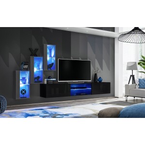 Ensemble meubles de salon SWITCH XXII design, coloris gris et noir.