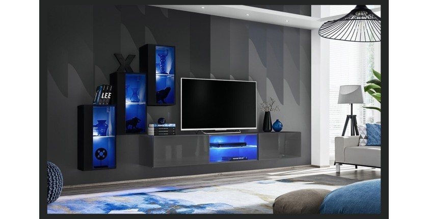 Ensemble meubles de salon SWITCH XXII design, coloris noir et gris.