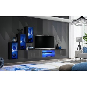 Ensemble meubles de salon SWITCH XXII design, coloris noir et gris.