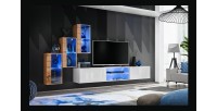 Ensemble meubles de salon SWITCH XXII design, coloris chêne et blanc.