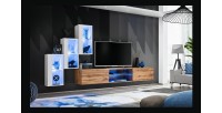 Ensemble meubles de salon SWITCH XXII design, coloris blanc et chêne.
