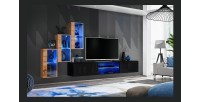 Ensemble meubles de salon SWITCH XXII design, coloris chêne et noir.