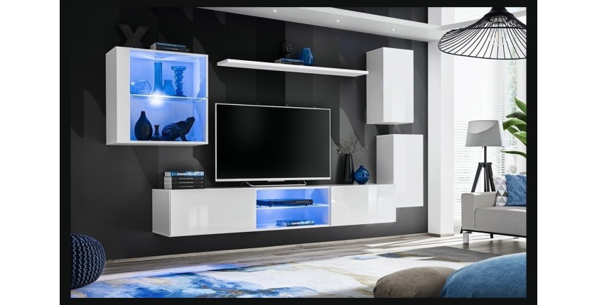 Ensemble meubles de salon SWITCH XXIII design, coloris blanc brillant.