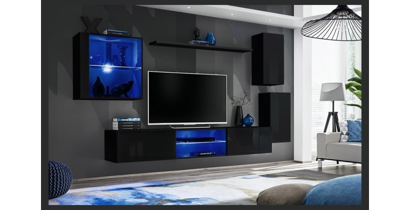 Ensemble meubles de salon SWITCH XXIII design, coloris noir brillant.