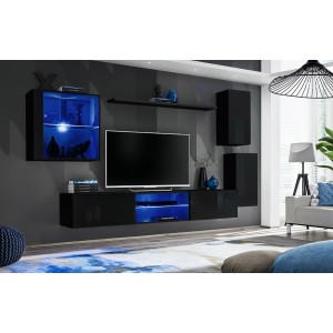 Ensemble meubles de salon SWITCH XXIII design, coloris noir brillant.