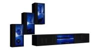 Ensemble meubles de salon SWITCH XXIII design, coloris noir brillant.