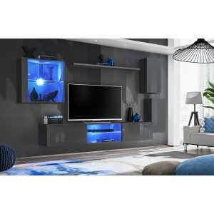 Ensemble meubles de salon SWITCH XXIII design, coloris gris brillant.