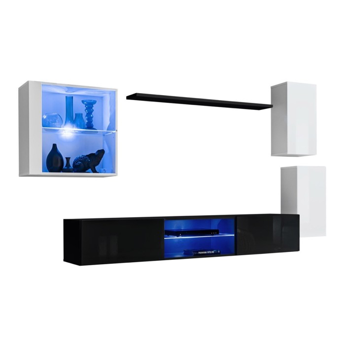 Ensemble meubles de salon SWITCH XXIII design, coloris blanc et noir