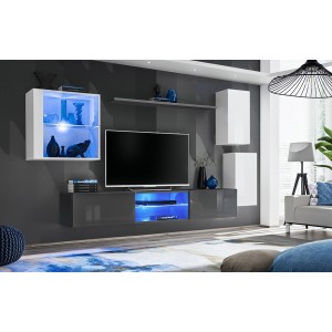Ensemble meubles de salon SWITCH XXIII design, coloris blanc et gris
