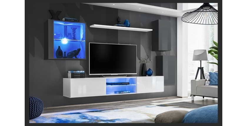 Ensemble meubles de salon SWITCH XXIII design, coloris gris et blanc