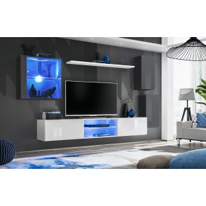 Ensemble meubles de salon SWITCH XXIII design, coloris gris et blanc