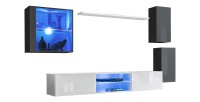 Ensemble meubles de salon SWITCH XXIII design, coloris gris et blanc