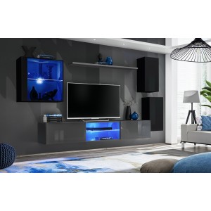 Ensemble meubles de salon SWITCH XXIII design, coloris noir et gris