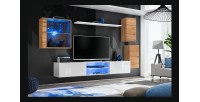 Ensemble meubles de salon SWITCH XXIII design, coloris chêne et blanc