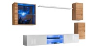 Ensemble meubles de salon SWITCH XXIII design, coloris chêne et blanc