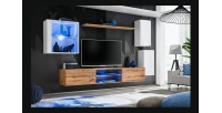 Ensemble meubles de salon SWITCH XXIII design, coloris blanc et chêne