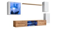 Ensemble meubles de salon SWITCH XXIII design, coloris blanc et chêne