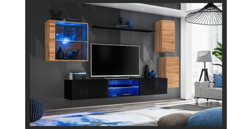 Ensemble meubles de salon SWITCH XXIII design, coloris chêne et noir